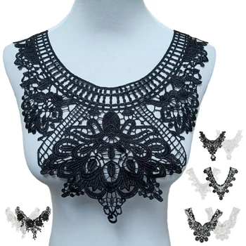 Černá a bílá polyester materiál vyšívaný límec DIY šité dekorace s oděvní doplňky