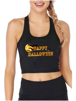 Šťastný Halloween Design Sexy Slim Crop Top Dámské Strašidelné Sezóně Ležérní Tank Topy Móda Ulice Gotické Košilka